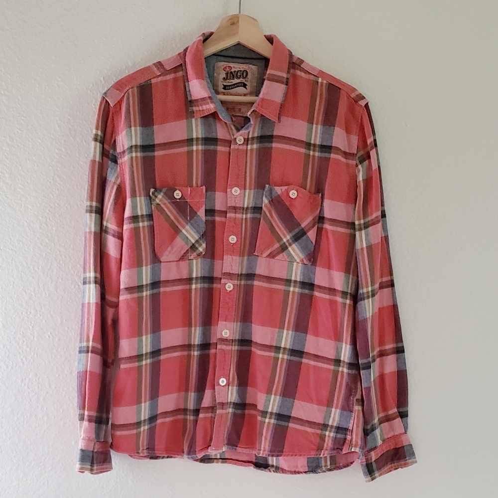 JNCO Cotton Plaid Button Down Shirt Mens XL